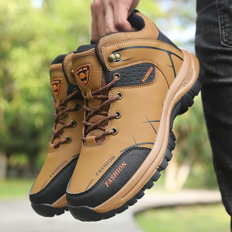 Retro Men Hiking Boots Waterproof Anti Slip Outdoor Camping Shoes