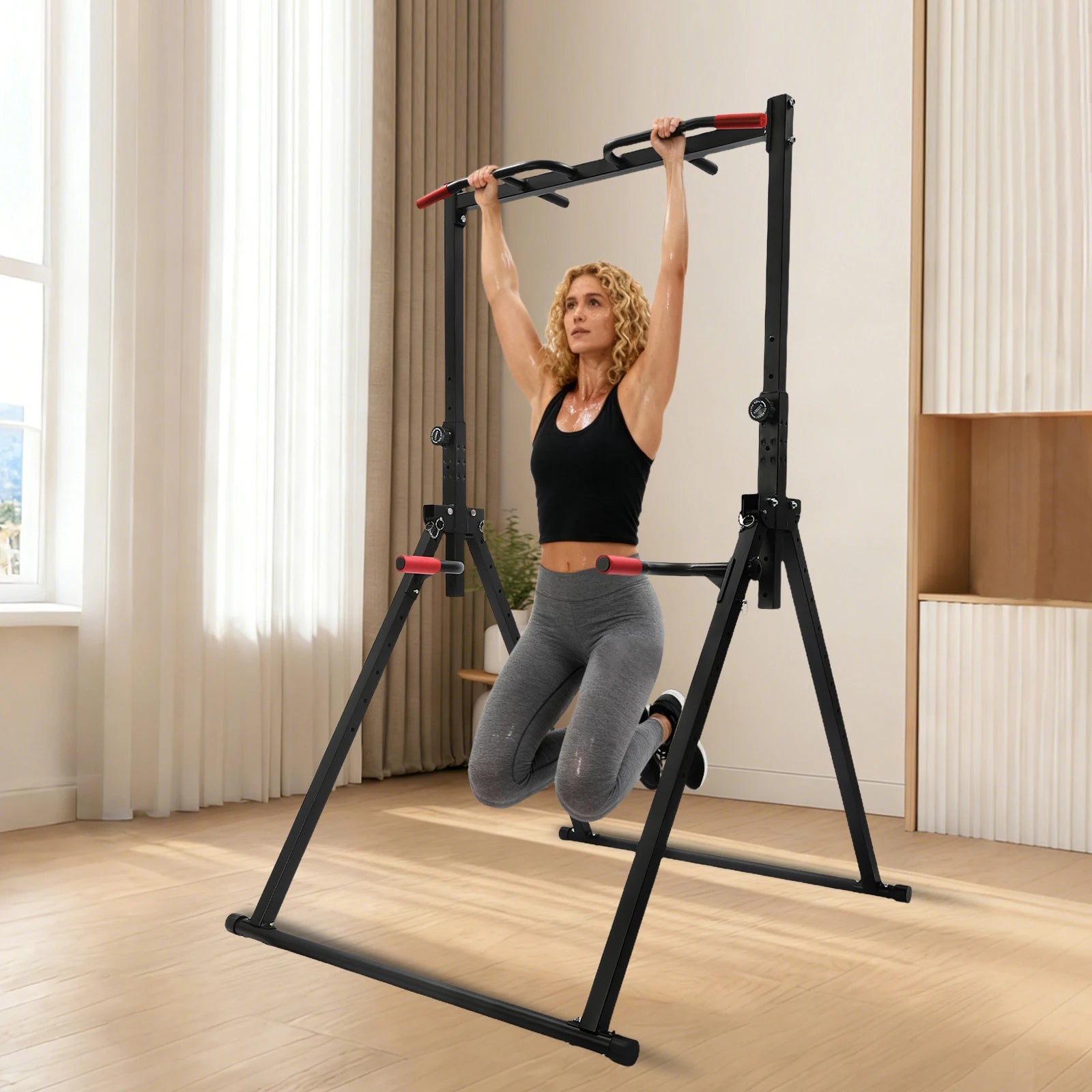 Adjustable Pull Up Bar Foldable Home Gym Strength Training Station