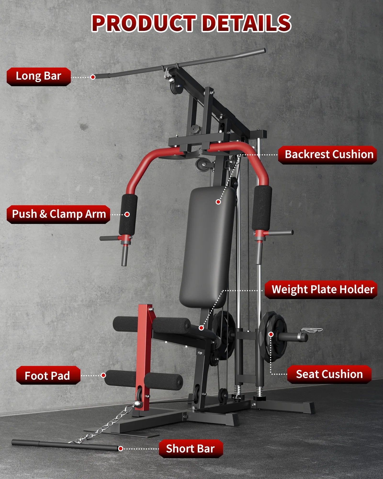 5-in-1 Home Gym Machine Full Body Strength Training Equipment