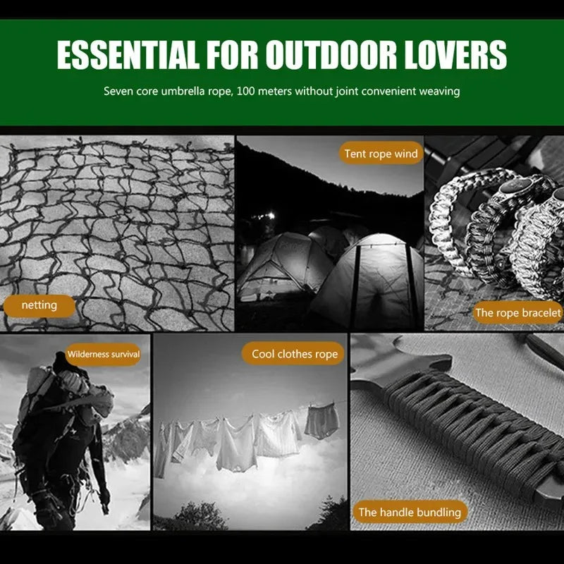 550 Paracord Rope 7-Core Camping Survival Rope Hiking Tent Cord