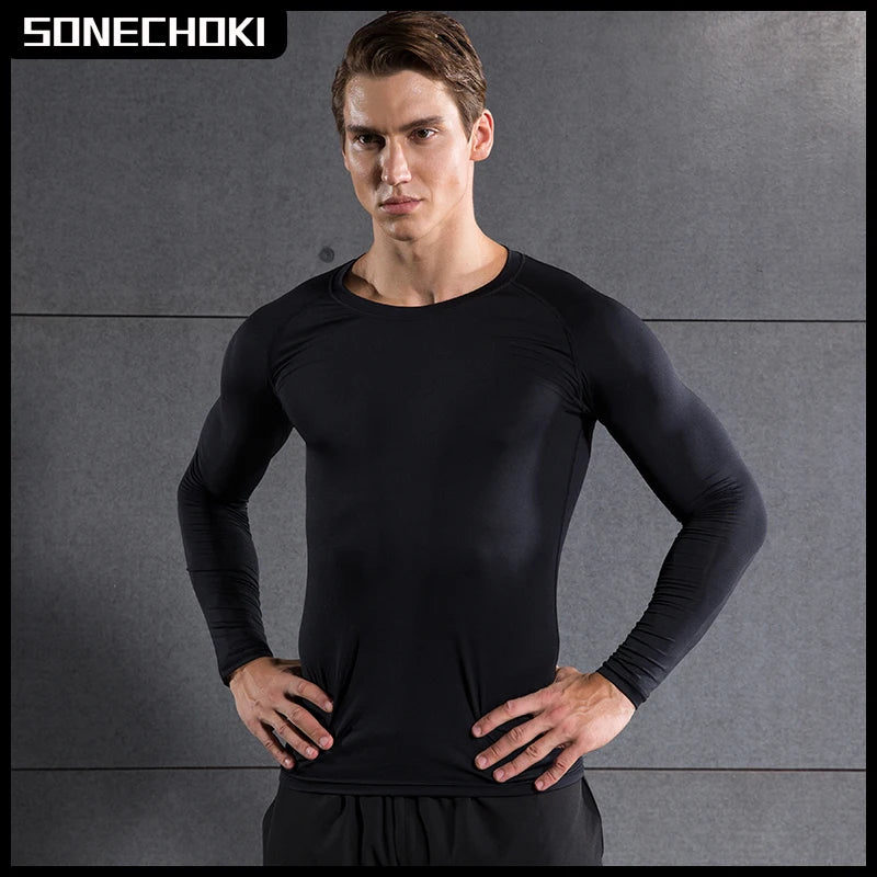Men’s Compression Long Sleeve Running Shirt Quick Dry Gym Fitness