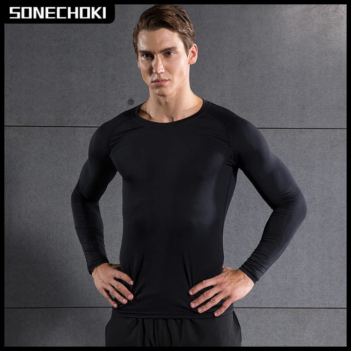 Men’s Compression Long Sleeve Running Shirt Quick Dry Gym Fitness