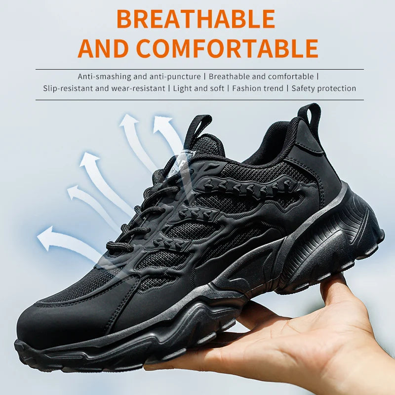 Men Work Safety Shoes Lightweight Anti Puncture Breathable Protective Sneakers