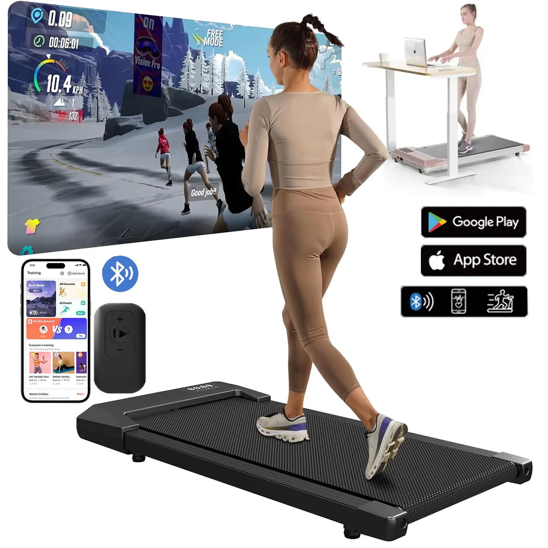2.5HP 300lbs Folding Treadmill Walking Pad Home Fitness Machine