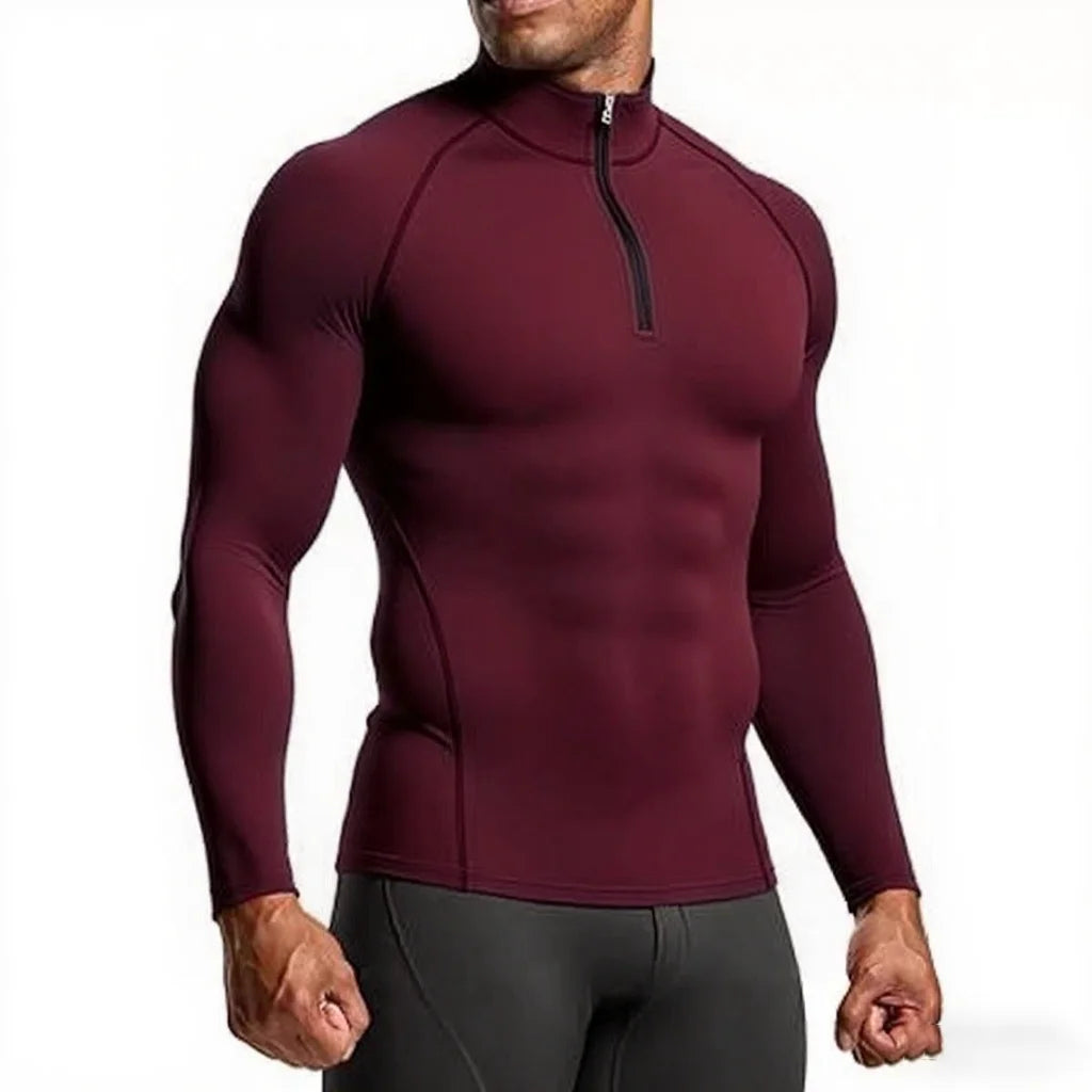 Men’s Slim Fit Long Sleeve Gym Compression Running Sports Shirt
