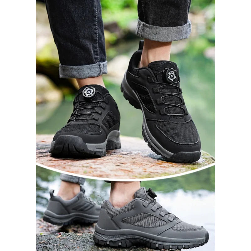 Men Outdoor Hiking Shoes Rotating Buckle Anti Slip Sports Sneakers