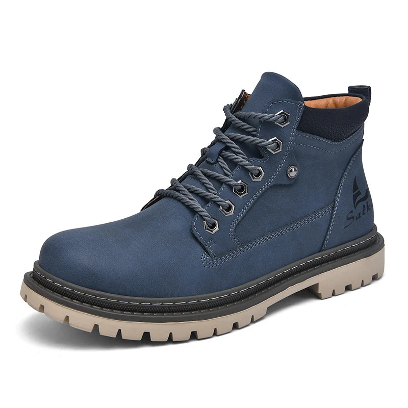 Handmade Men Ankle Boots Leather Hiking Winter Anti Slip Sneakers
