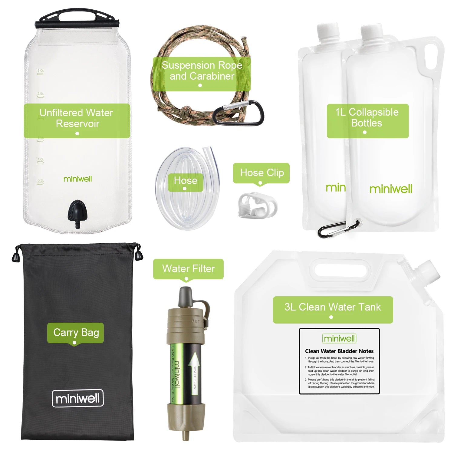Portable Water Filter Straw Camping Survival Emergency Purification Miniwell L630