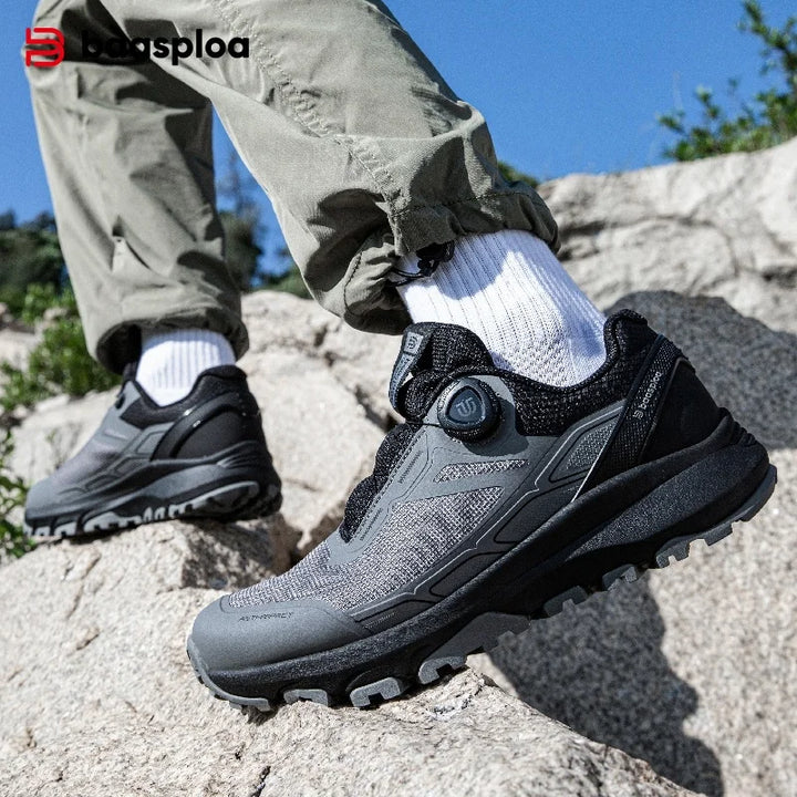 Baasploa Men Hiking Shoes Breathable Non Slip Outdoor Walking Sneakers