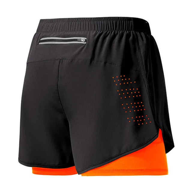 Men’s Running Shorts Quick Dry Double Layer Fitness Workout Black