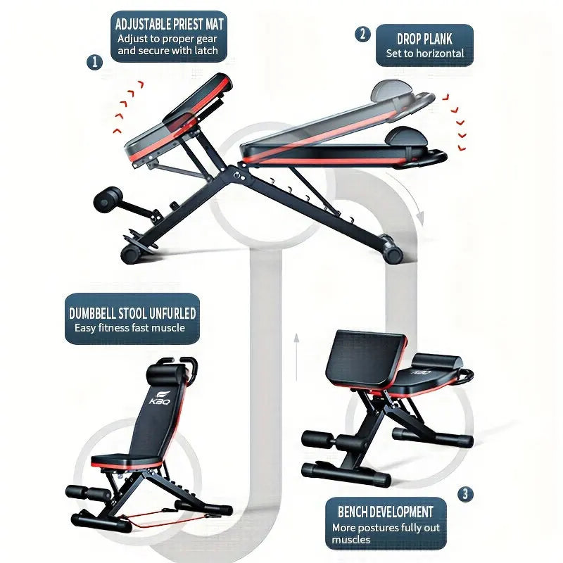 Multi-Functional Folding Fitness Bench Adjustable Roman Chair Dumbbell Bench