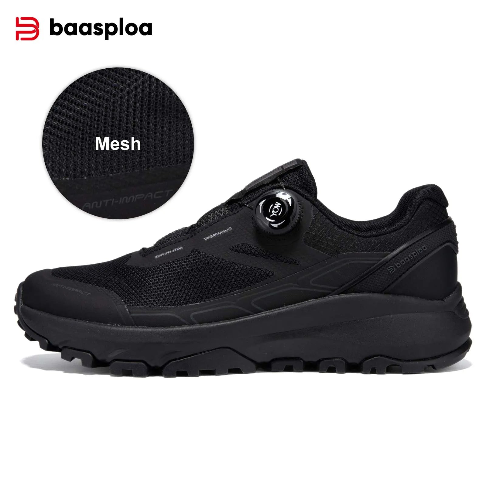 Baasploa Men Hiking Shoes Breathable Non Slip Outdoor Walking Sneakers
