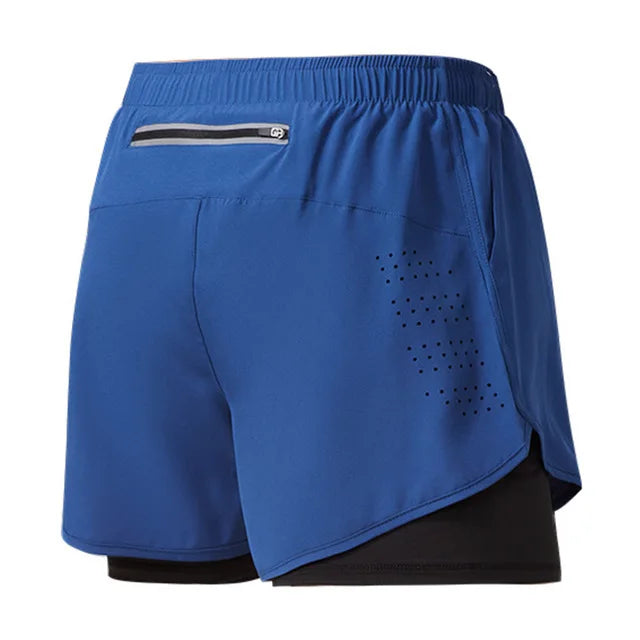Men’s Running Shorts Quick Dry Double Layer Fitness Workout Black
