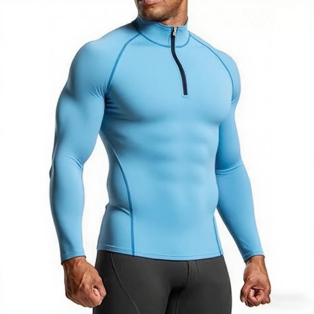 Men’s Slim Fit Long Sleeve Gym Compression Running Sports Shirt