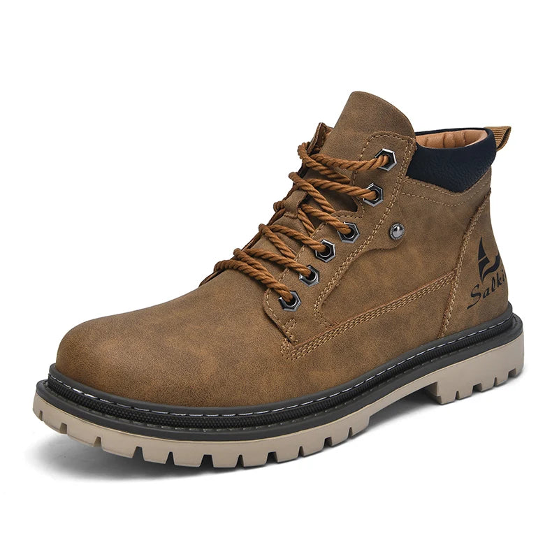 Handmade Men Ankle Boots Leather Hiking Winter Anti Slip Sneakers