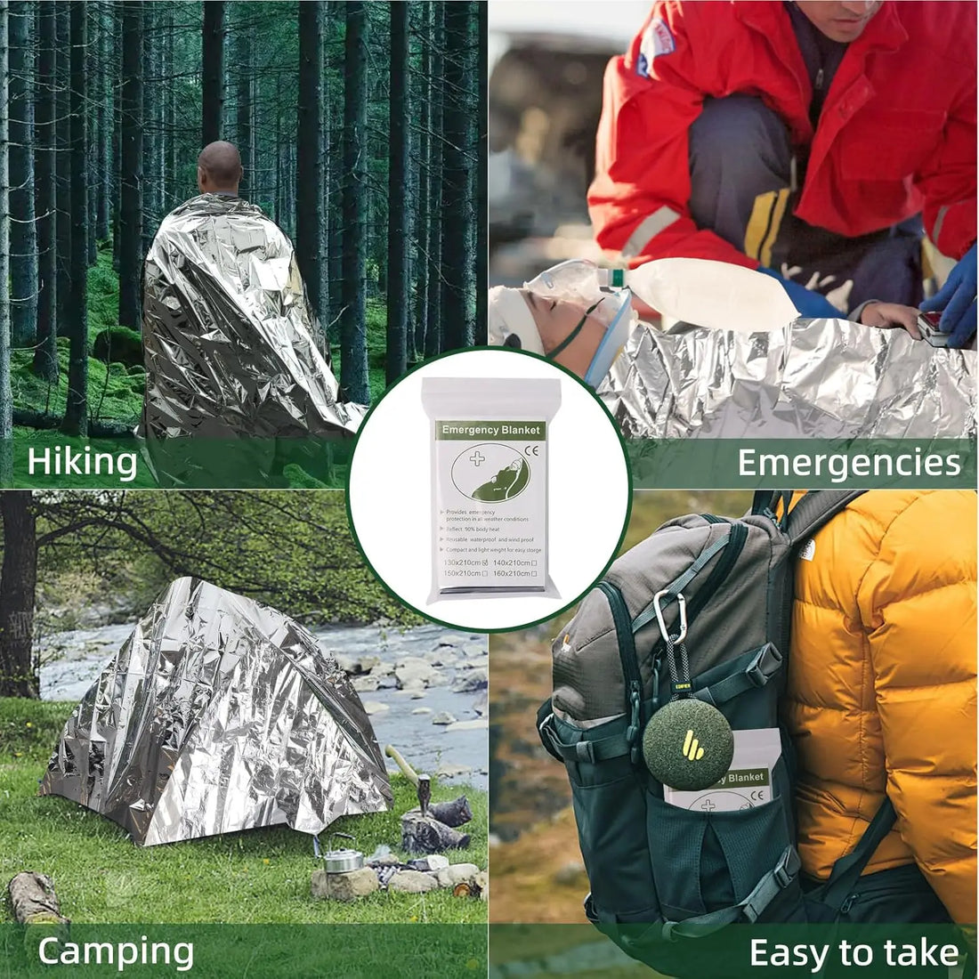 Emergency Survival Thermal Blanket Waterproof Foil First Aid Rescue Sheet