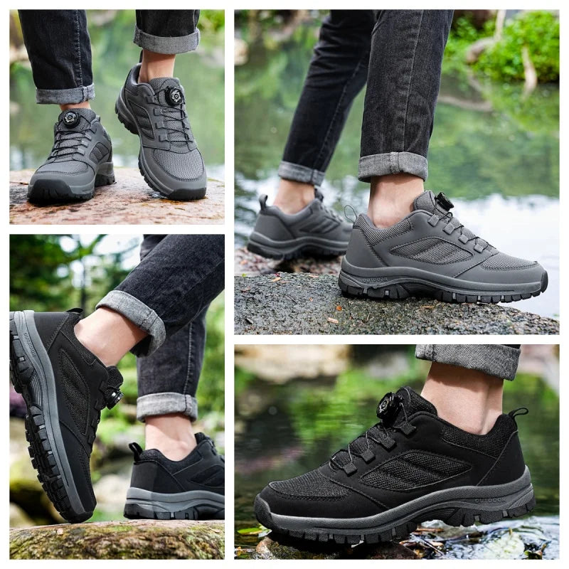 Men Outdoor Hiking Shoes Rotating Buckle Anti Slip Sports Sneakers