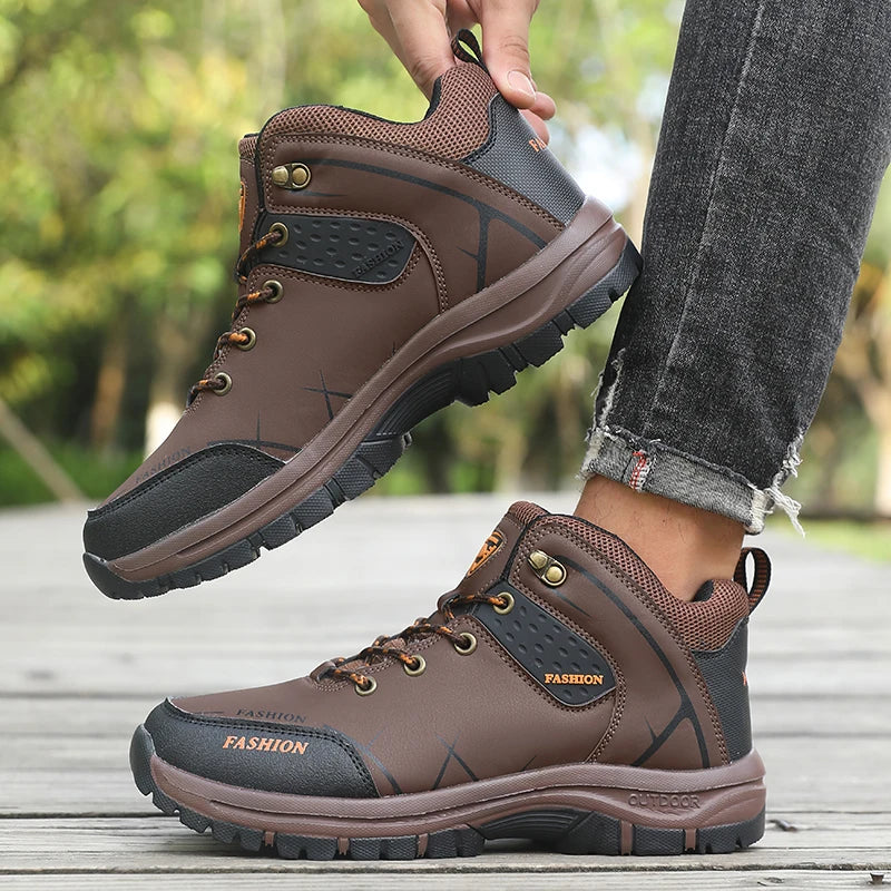 Retro Men Hiking Boots Waterproof Anti Slip Outdoor Camping Shoes