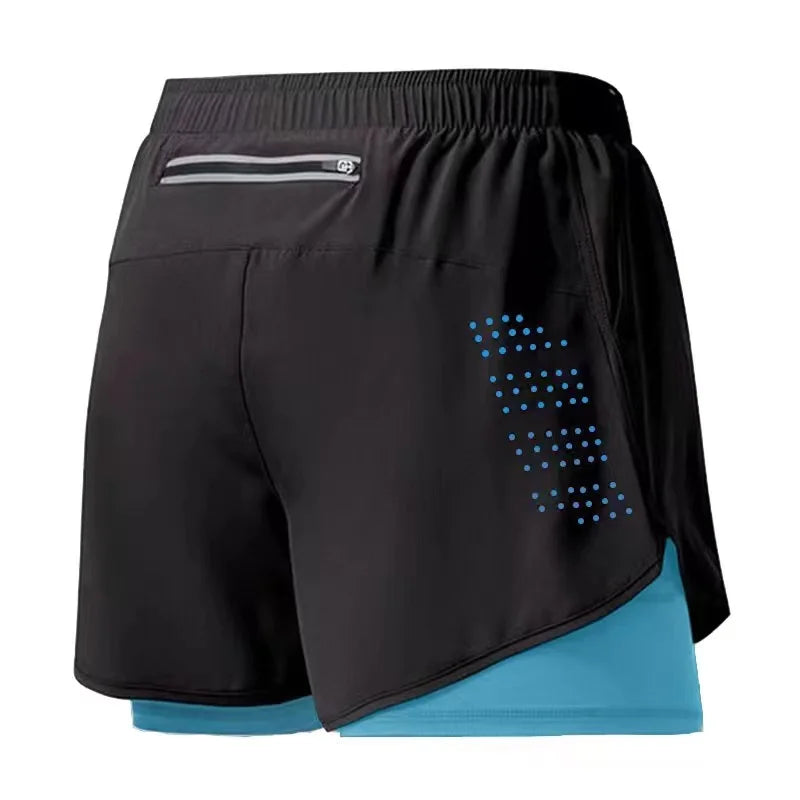 Men’s Running Shorts Quick Dry Double Layer Fitness Workout Black