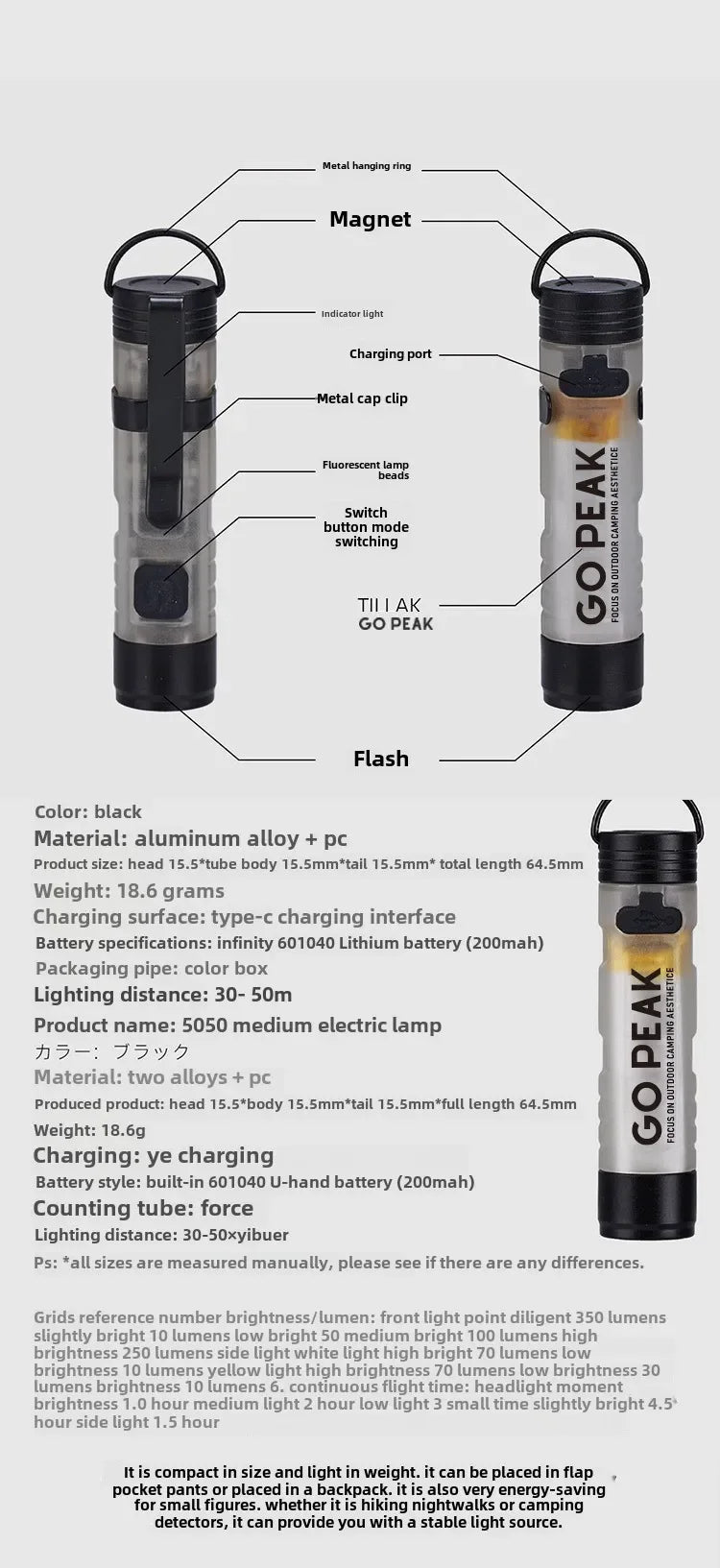 Pocket Mini LED Flashlight Key Clip Outdoor Emergency Survival Light