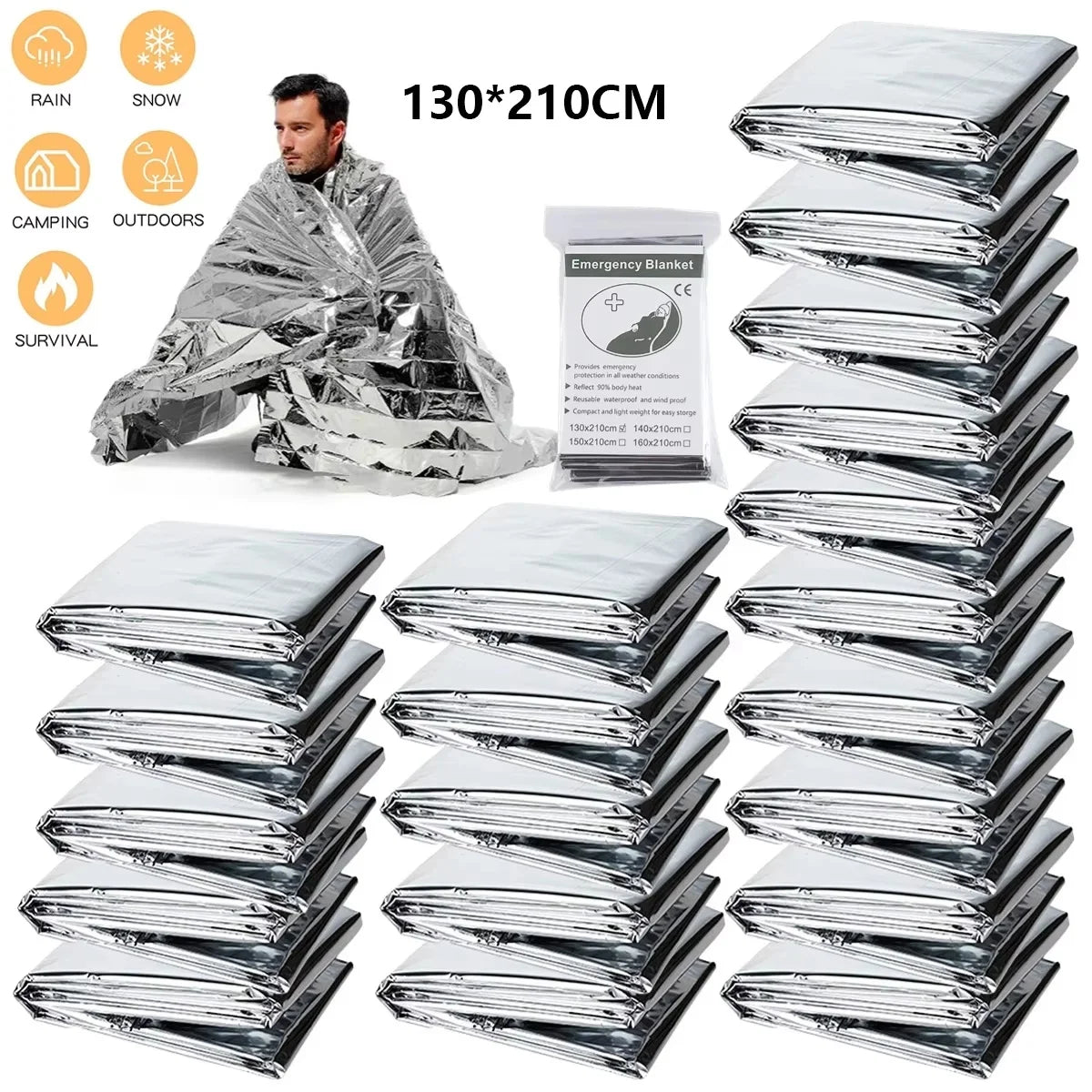 Emergency Survival Thermal Blanket Waterproof Foil First Aid Rescue Sheet