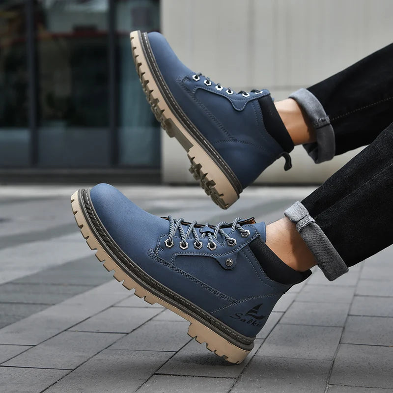 Handmade Men Ankle Boots Leather Hiking Winter Anti Slip Sneakers