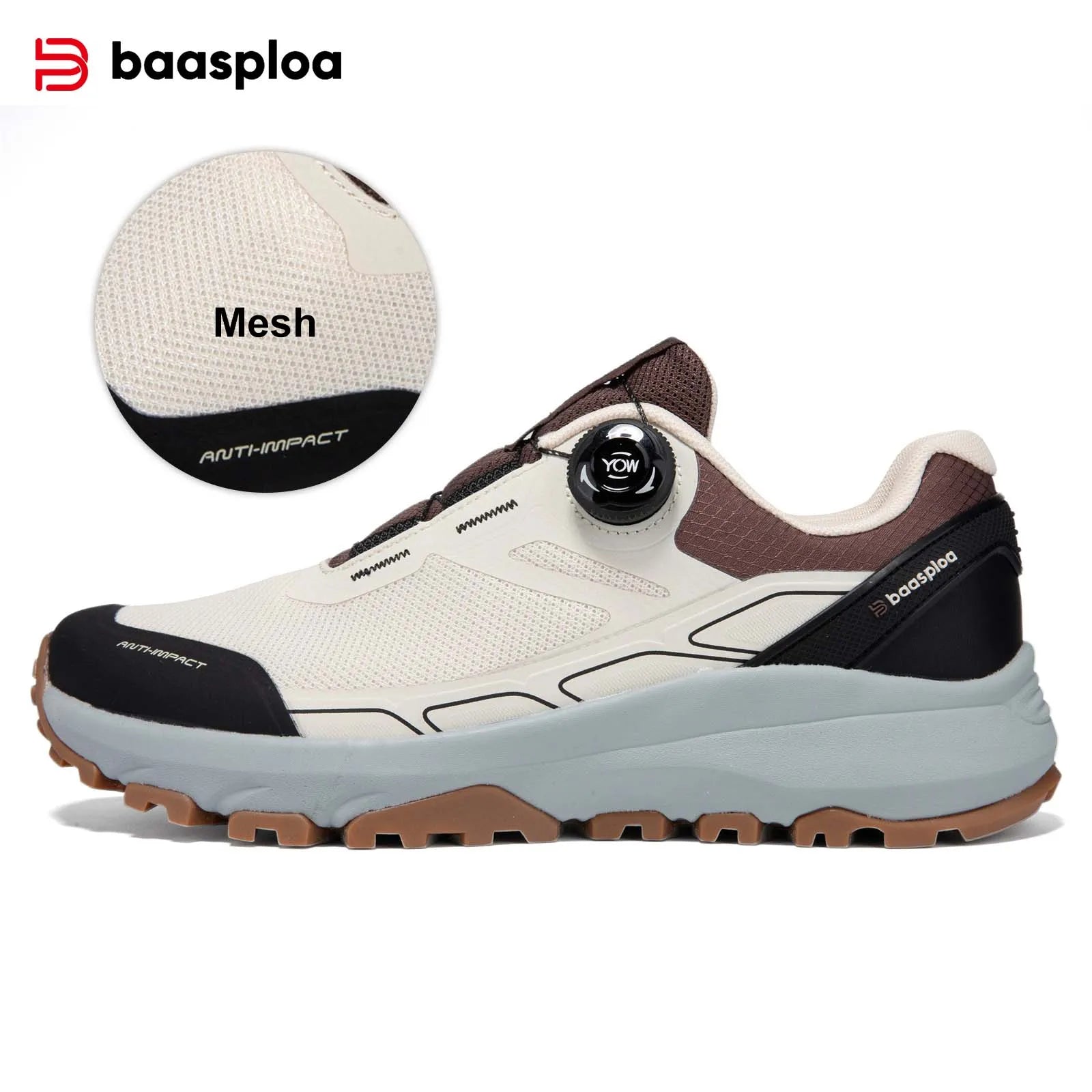 Baasploa Men Hiking Shoes Breathable Non Slip Outdoor Walking Sneakers