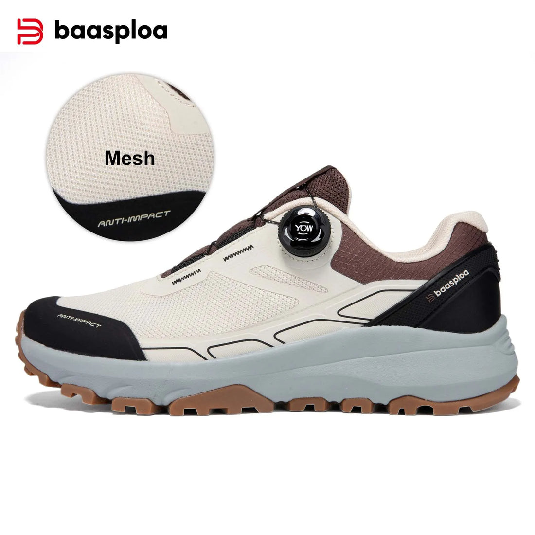 Baasploa Men Hiking Shoes Breathable Non Slip Outdoor Walking Sneakers