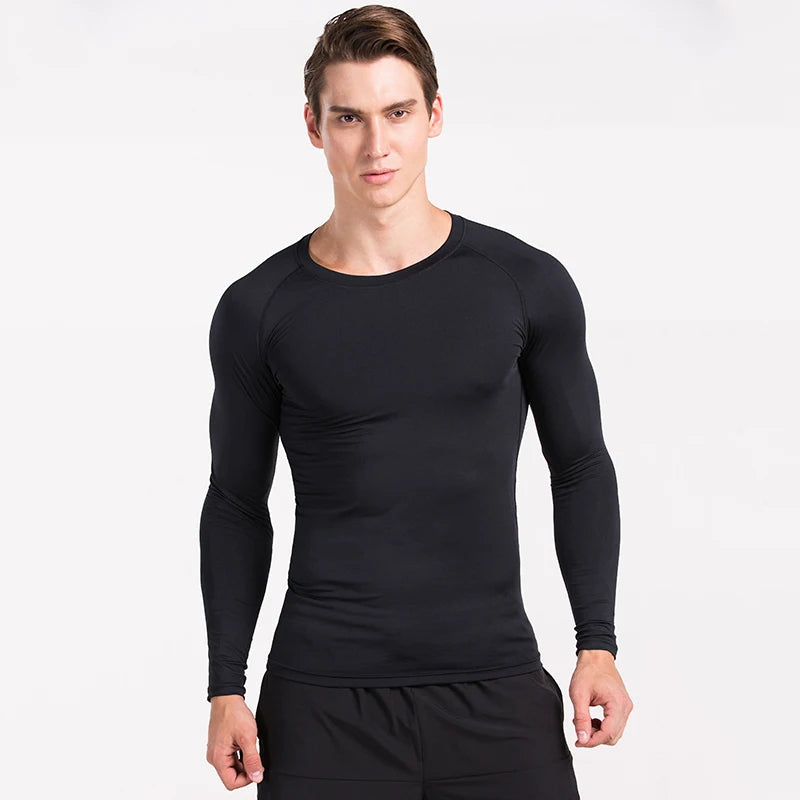 Men’s Compression Long Sleeve Running Shirt Quick Dry Gym Fitness