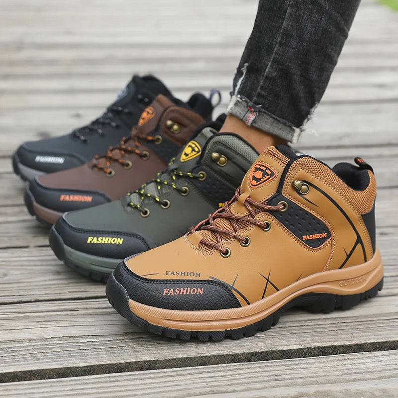 Retro Men Hiking Boots Waterproof Anti Slip Outdoor Camping Shoes