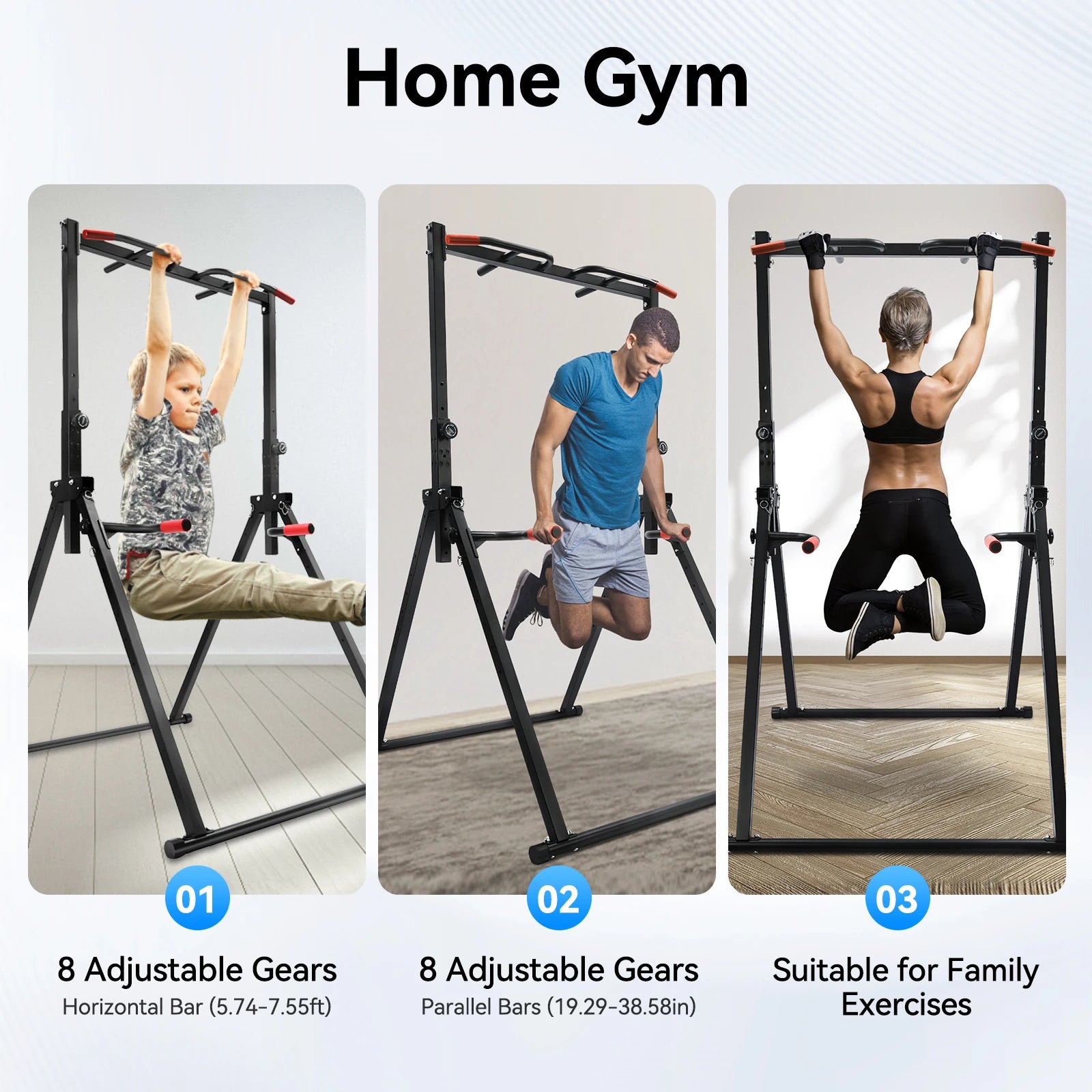 Adjustable Pull Up Bar Foldable Home Gym Strength Training Station