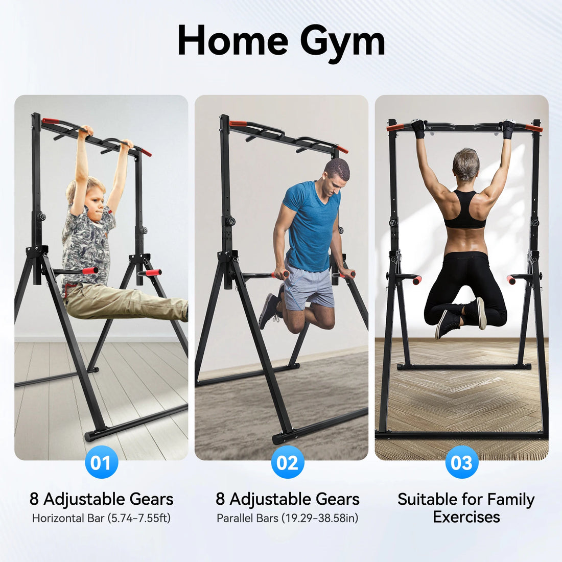 Adjustable Pull Up Bar Foldable Home Gym Strength Training Station
