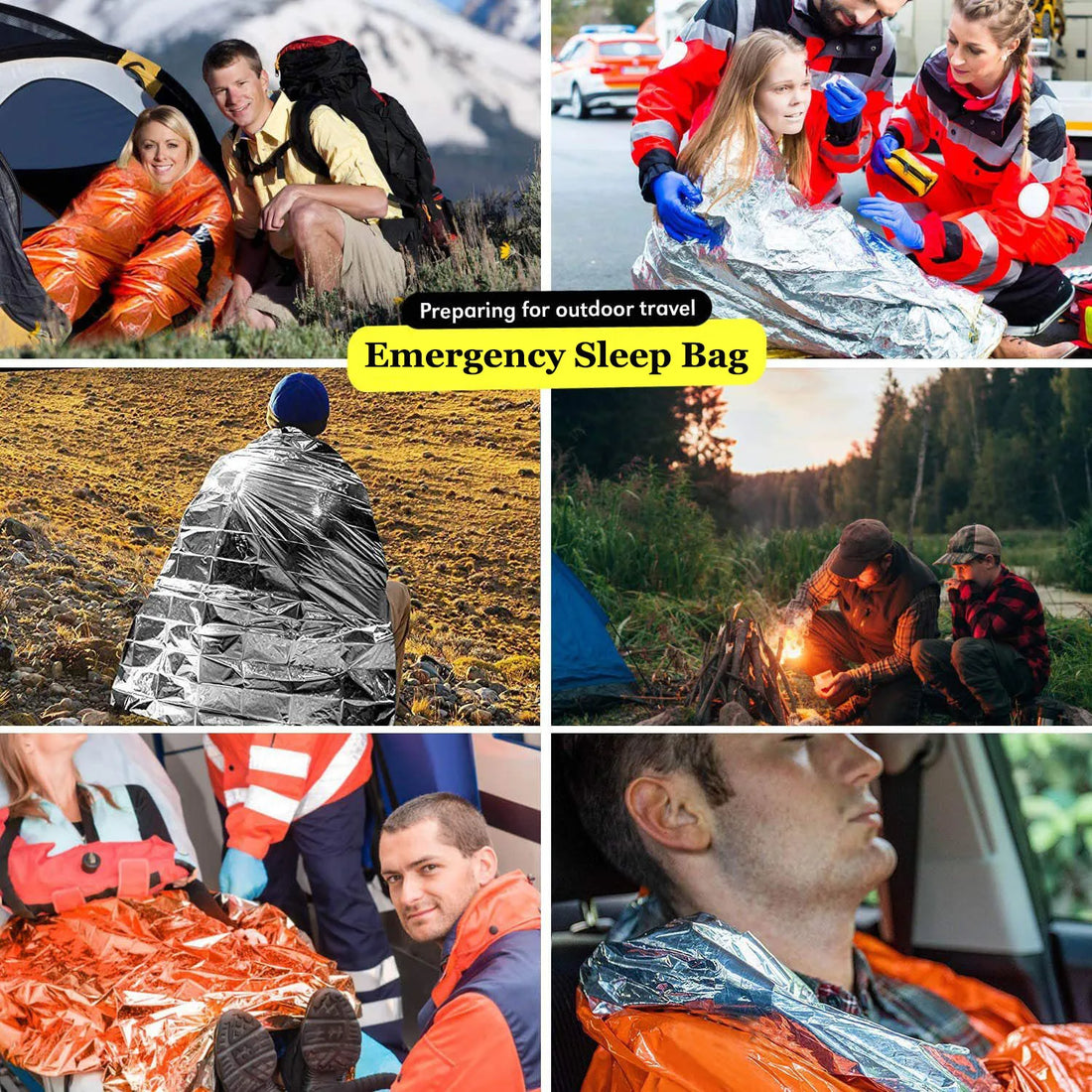 Waterproof Emergency Sleeping Bag Survival Mylar Thermal Camping Rescue Gear