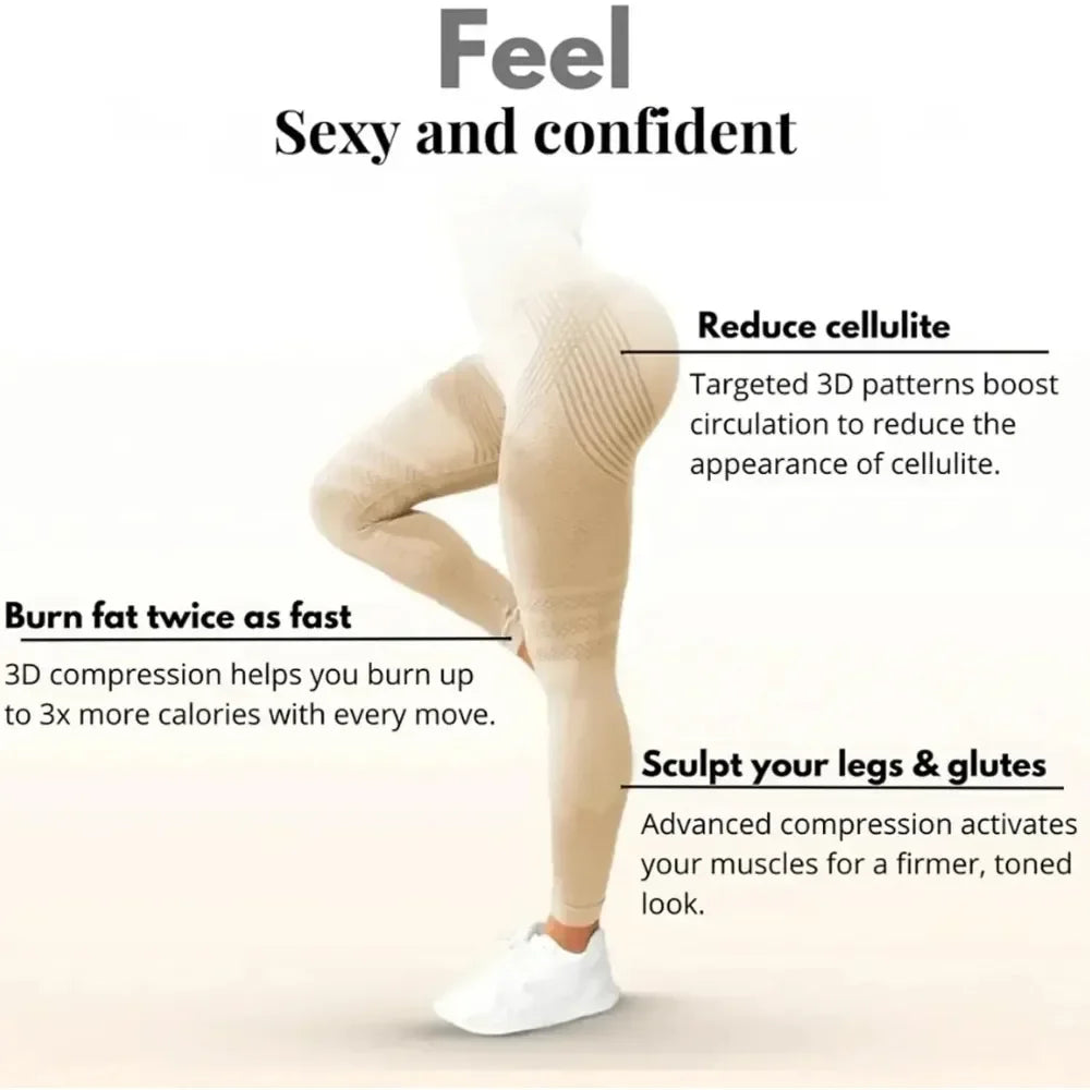 3D Cellulite Leggings High Waisted Butt Lift Gym Yoga Pants