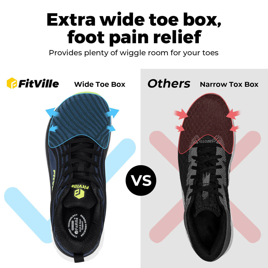 FitVille Wide Toe Box Running Shoes Men Cushioned Non Slip